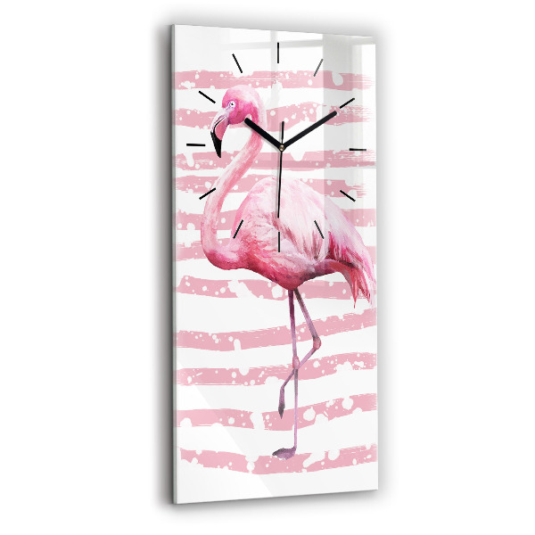 Ceas vertical de perete din sticlă Grafica Flamingo