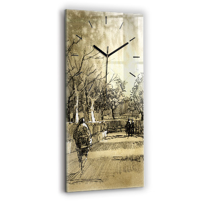Ceas din sticlă dreptunghiular vertical Parc și copaci în sepia
