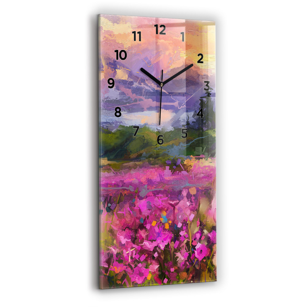 Ceas de sticlă pe perete vertical Peisaj al naturii și florilor