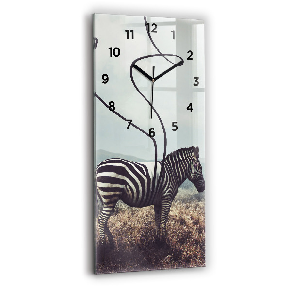 Ceas de sticlă pe perete vertical Zebra – Abstracție