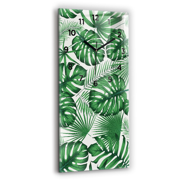 Ceas de sticlă pe perete vertical Monstera pleacă