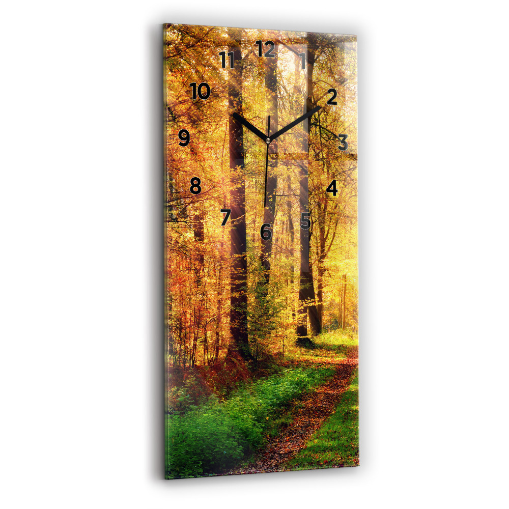 Ceas din sticlă dreptunghiular vertical Peisaj de pădure de toamnă