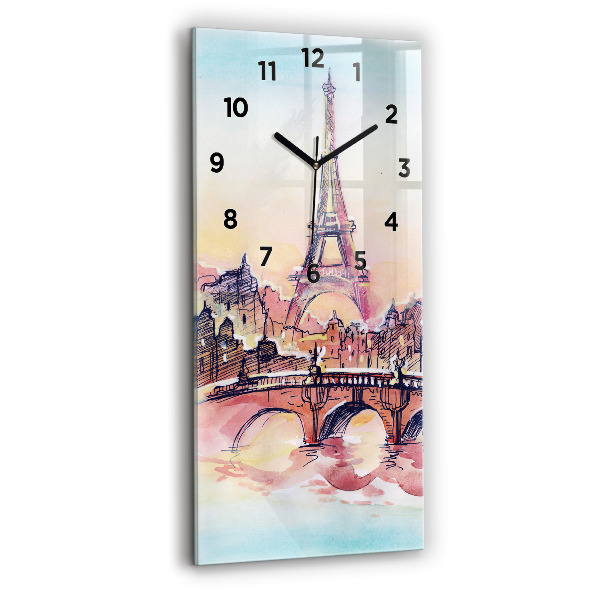 Ceas din sticlă dreptunghiular vertical Peisaj pictat din Paris