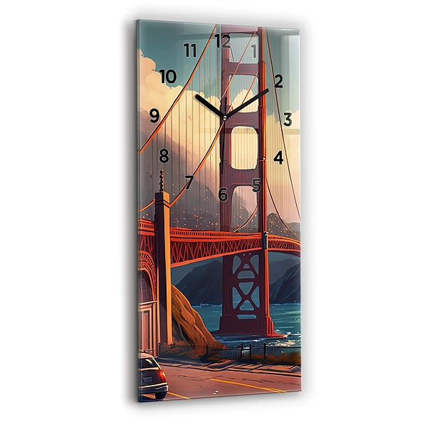 Ceas vertical de perete din sticlă Pod din San Francisco