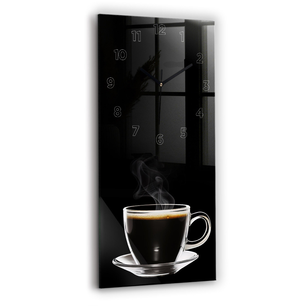 Ceas din sticlă dreptunghiular vertical Cafea neagra