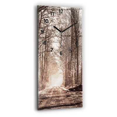 Ceas de sticlă pe perete vertical Poteca în sepia