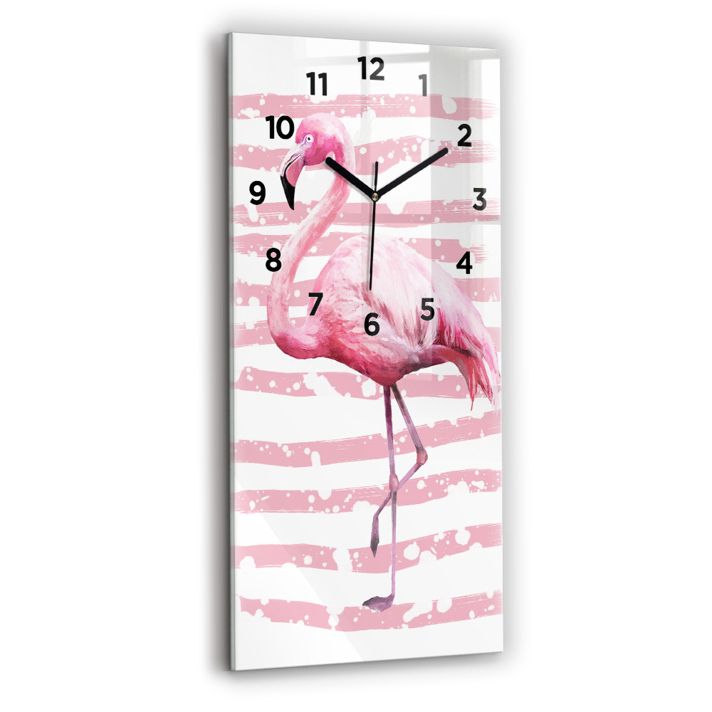 Ceas vertical de perete din sticlă Grafica Flamingo