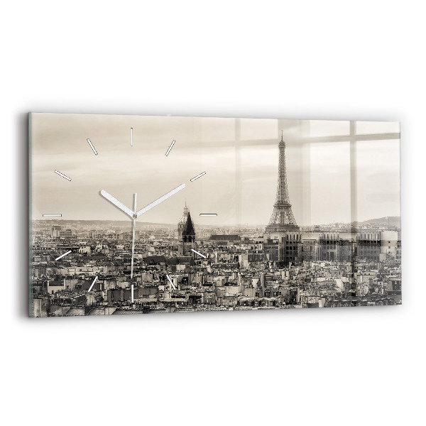 Ceas perete din sticlă orizontale Panorama peisagistică a Parisului
