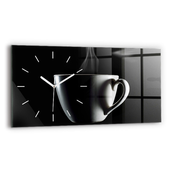 Ceas de sticlă pe perete orizontale ceașcă de cafea