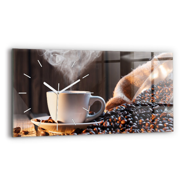 Ceas perete din sticlă orizontale ceașcă de cafea