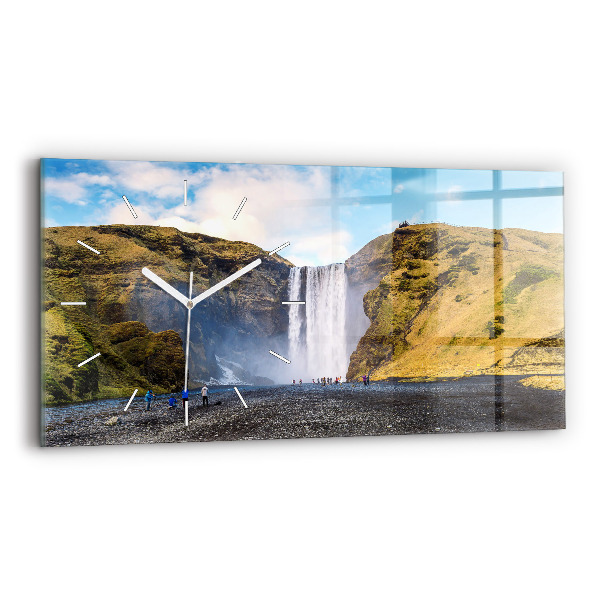 Ceas de sticlă pe perete orizontale Cascada în Islanda