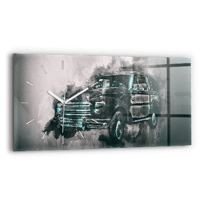 Ceas din sticlă orizontale Mașină veche