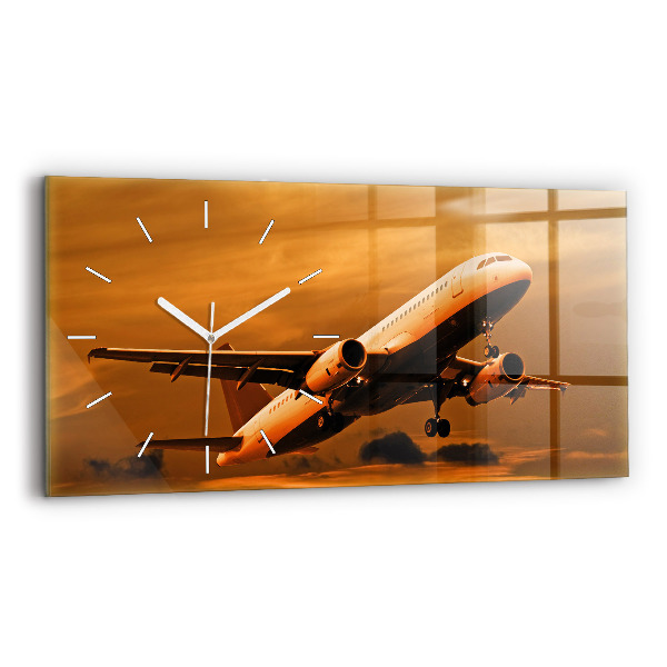 Ceas orizontale de perete din sticlă Transportul aerian