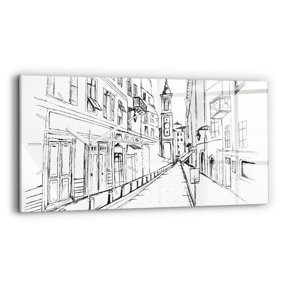 Ceas perete din sticlă orizontale Desen al orașului Provence