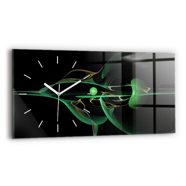 Ceas din sticlă orizontale Abstracția verde