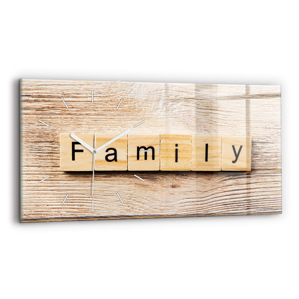 Ceas de sticlă pe perete orizontale Inscripția familiei