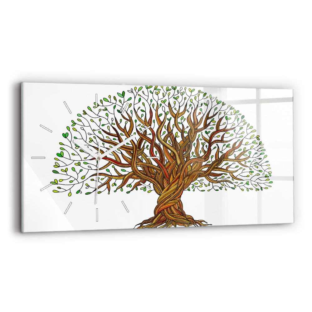 Ceas perete din sticlă orizontale Rădăcinile copacilor