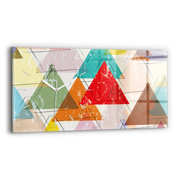 Ceas din sticlă orizontale Model geometric triunghiuri