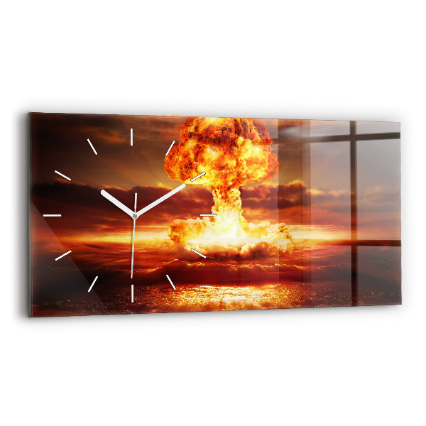 Ceas perete din sticlă orizontale Explozia unei bombe atomice