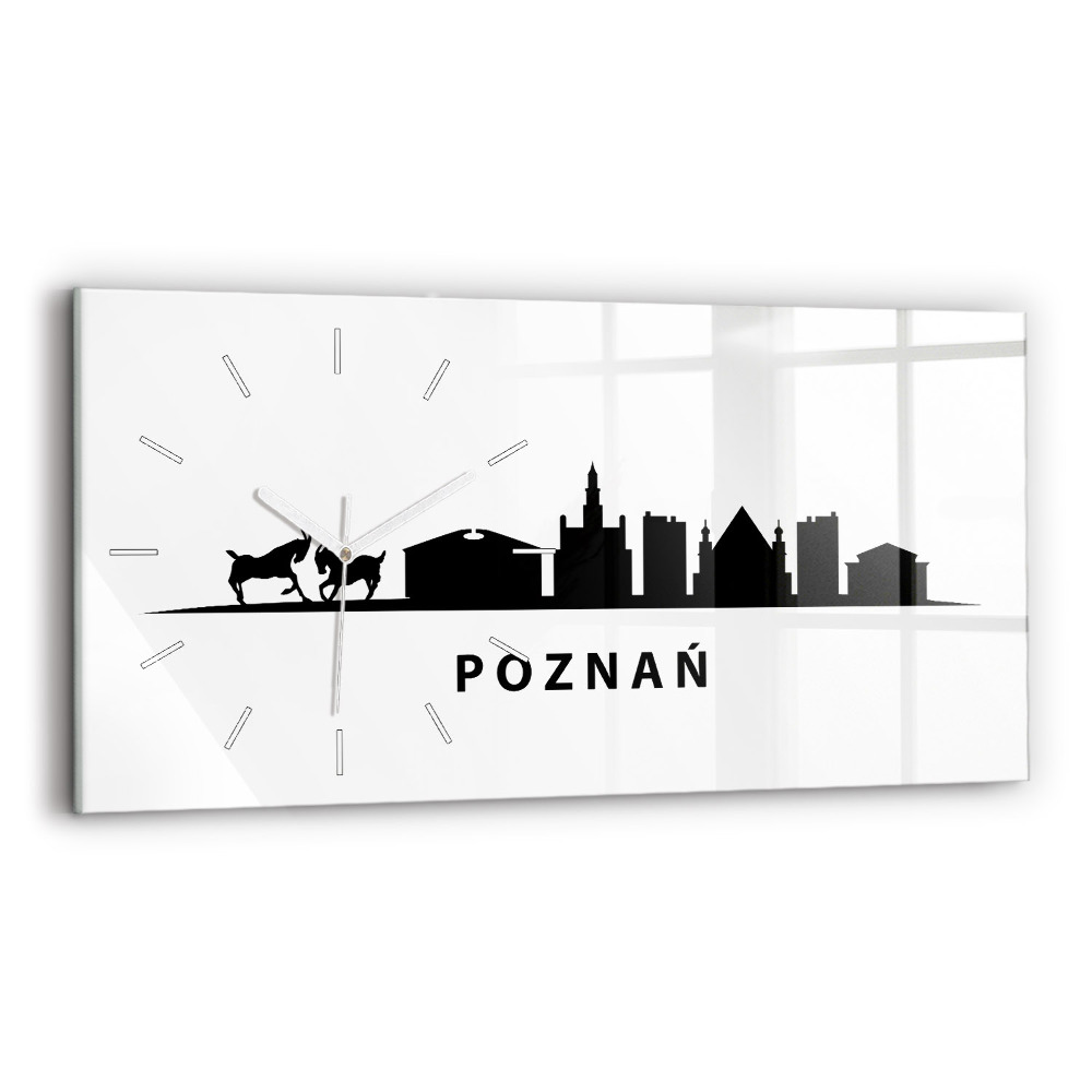 Ceas orizontale de perete din sticlă Grafică panoramică Poznań