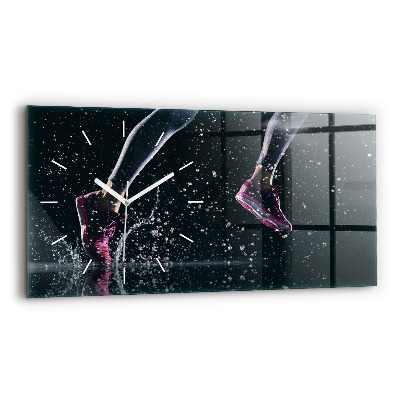 Ceas perete din sticlă orizontale Stil de viață sănătos și alergare