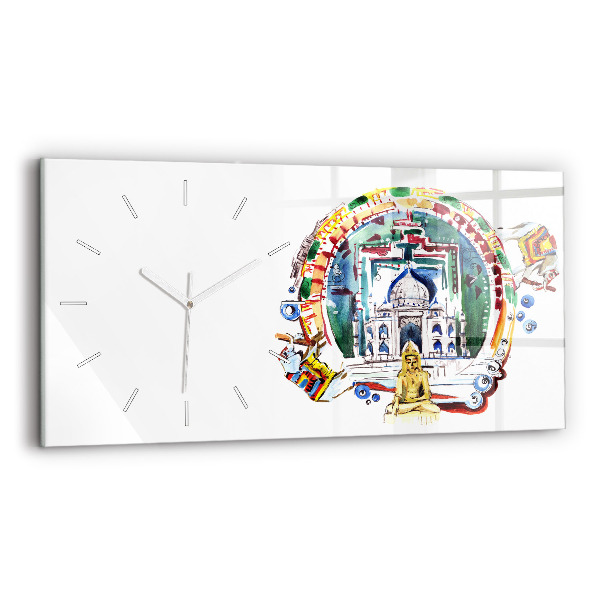 Ceas perete din sticlă orizontale Pictură lui Buddha în templu