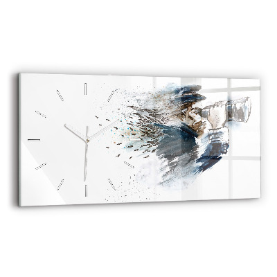 Ceas perete din sticlă orizontale Căpitanul navei cu binoclu