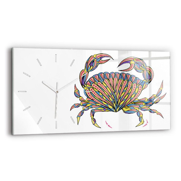 Ceas perete din sticlă orizontale Crab etnic