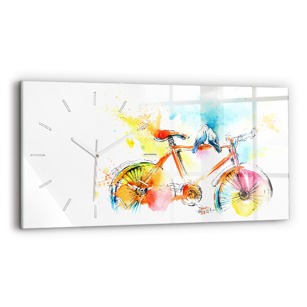 Ceas din sticlă orizontale Bicicleta pictata