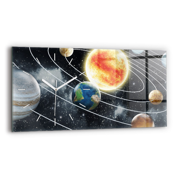 Ceas perete din sticlă orizontale Sistem solar