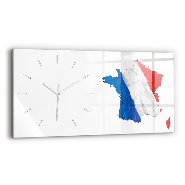 Ceas orizontale de perete din sticlă steag francez
