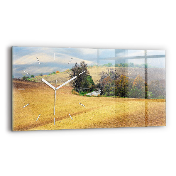Ceas perete din sticlă orizontale Peisaj rural din Moravia