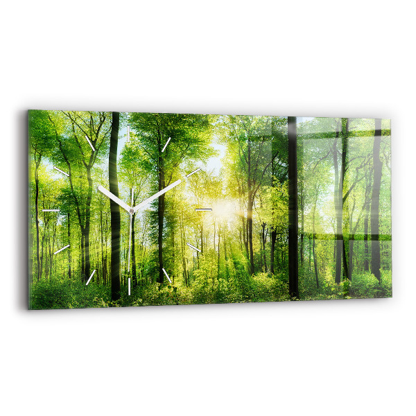 Ceas din sticlă orizontale Natură arbori de pădure