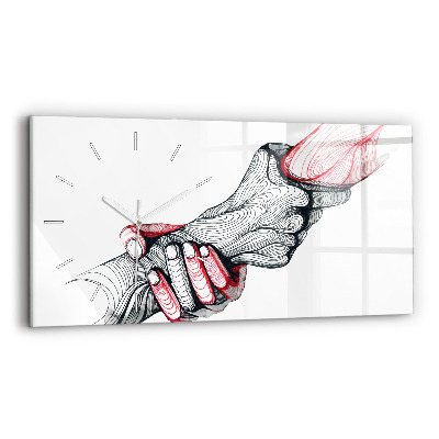Ceas de sticlă pe perete orizontale Se țin de mâini