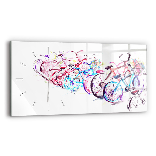 Ceas de sticlă pe perete orizontale Biciclete de oraș colorate