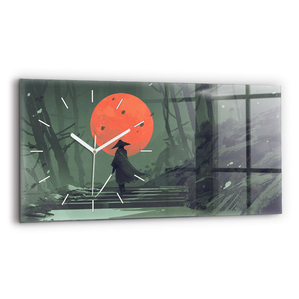 Ceas din sticlă orizontale Samurai în pădure