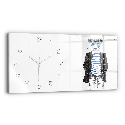 Ceas de sticlă pe perete orizontale Un câine într-un corp uman