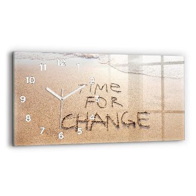 Ceas de sticlă pe perete orizontale Citat de plajă