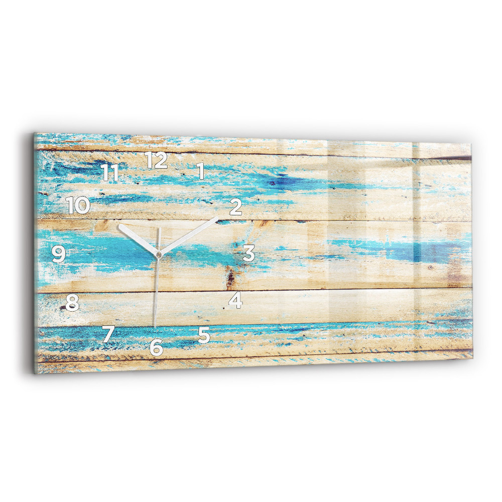 Ceas perete din sticlă orizontale Lemn zgâriat