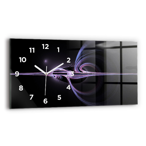 Ceas orizontale de perete din sticlă Abstracție violet
