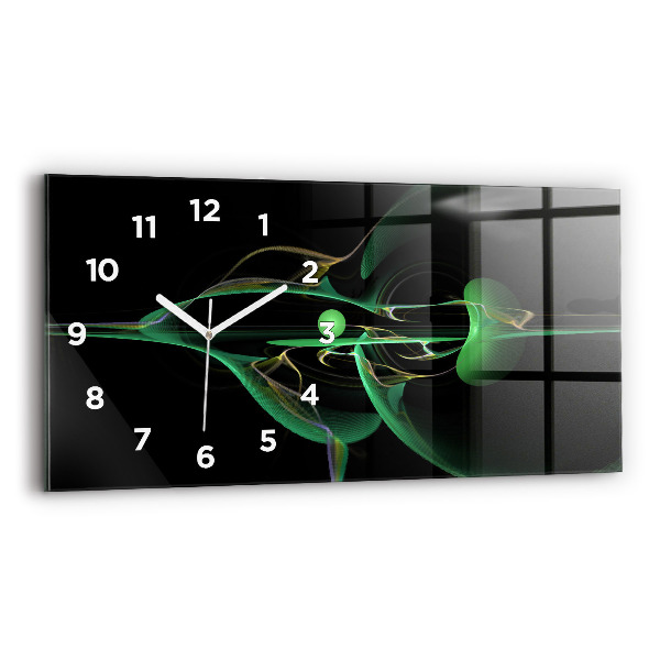 Ceas din sticlă orizontale Abstracția verde
