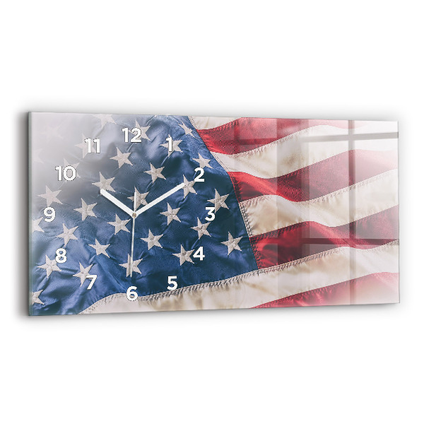 Ceas perete din sticlă orizontale steagul american