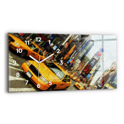 Ceas perete din sticlă orizontale Taxiuri din New York