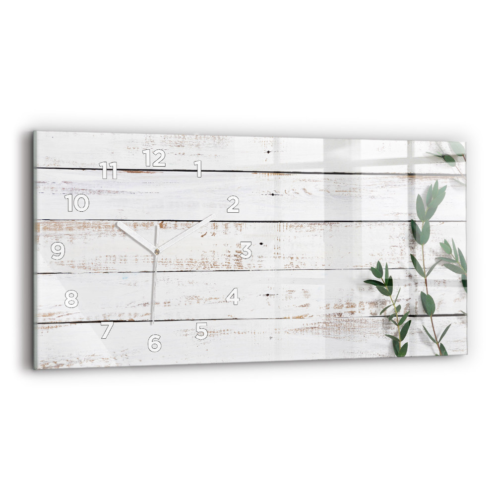Ceas orizontale de perete din sticlă Scanduri de lemn