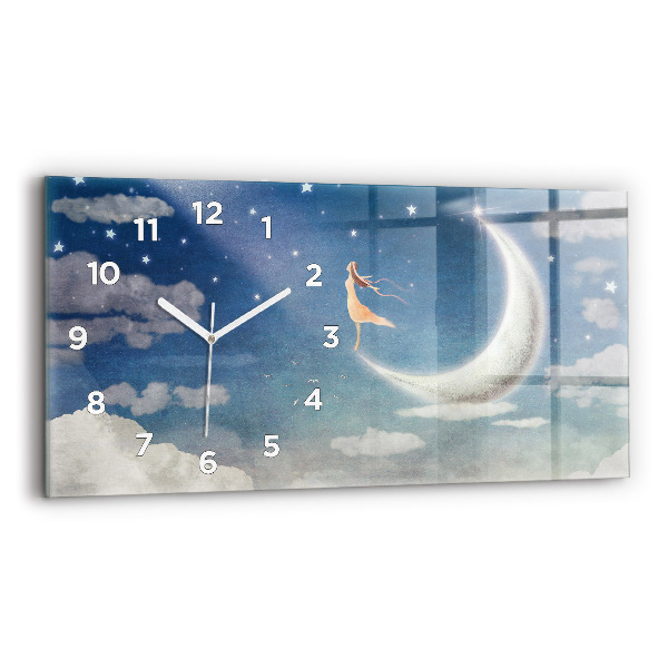Ceas de sticlă pe perete orizontale Fata pe luna