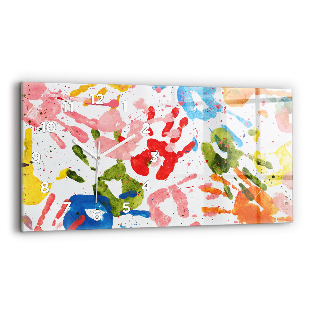 Ceas din sticlă orizontale Amprentele mâinilor copiilor