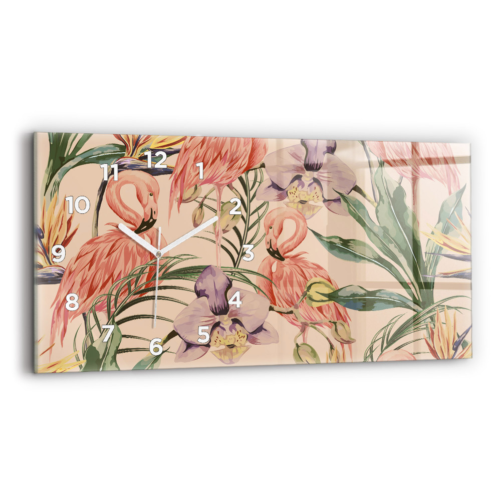 Ceas din sticlă orizontale Frunze de palmier tropical