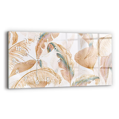 Ceas de sticlă pe perete orizontale Natura frunze model