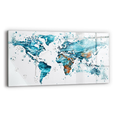 Ceas din sticlă orizontale Harta lumii apei