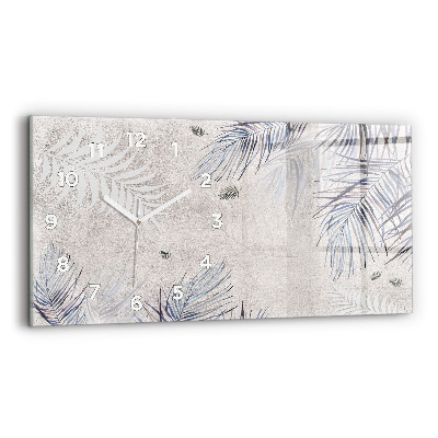 Ceas orizontale de perete din sticlă frunza de palmier